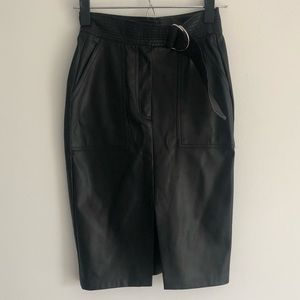 Bershka Black Vegan Leather Pencil Skirt